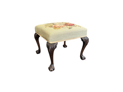 Lot 629 - A George III style mahogany stool with floral...