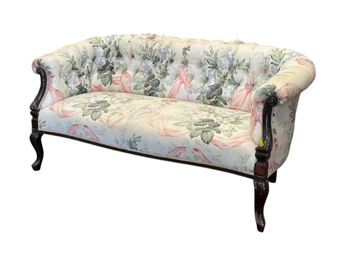 Lot 555 - A late Victorian mahogany two seat settee,...