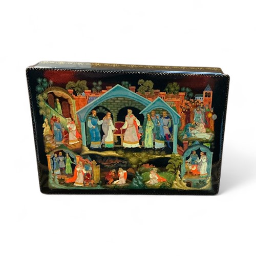 Lot 137 - A Russian lacquer box, dated 1978, signed in...