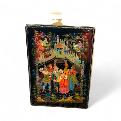 Lot 135 - A Russian lacquer box, dated 1978, signed in...