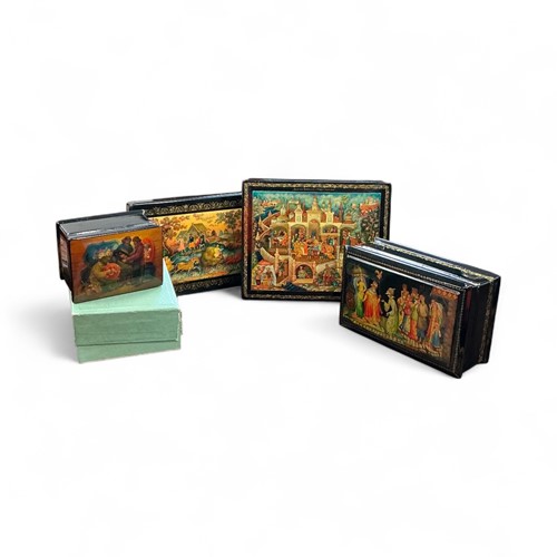 Lot 138 - A group of four Russian lacquer boxes, circa...
