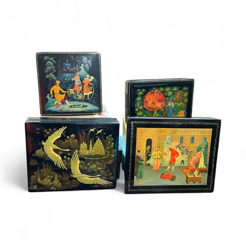 Lot 140 - A group of four Russian lacquer boxes, circa...