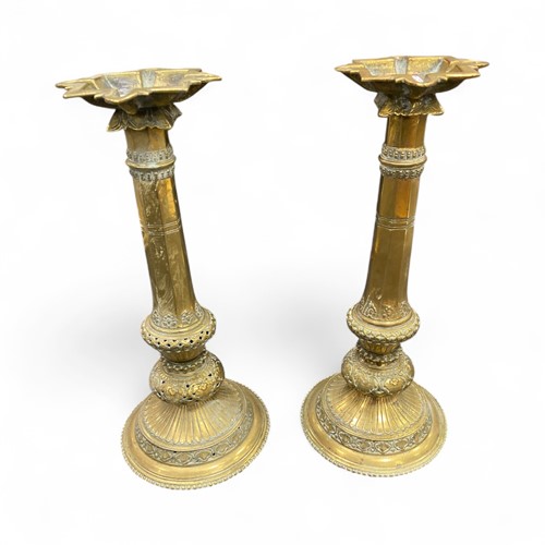 Lot 104 - A pair of Victorian brass ecclesiastical...