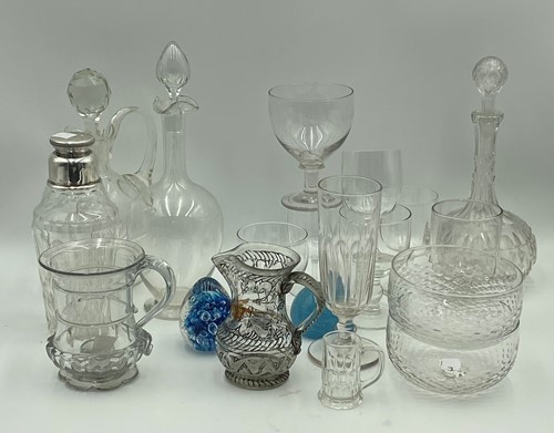 Lot 76 - Three glass decanters, a jug with stopper, an...
