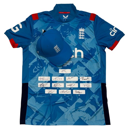Lot 4 - A signed cricket shirt from the England Men's ODI squad in 2024