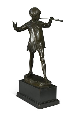 Lot Sir George James Frampton, RA (1860-1928), a bronze figure of Peter Pan, dated 1913