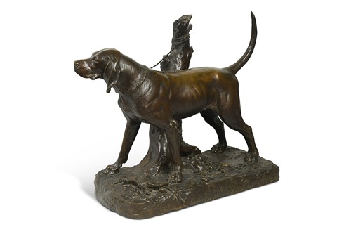 Lot Auguste Nicholas Cain (1821-1894), 'Caron, chien de Meute' (The hunting dog)