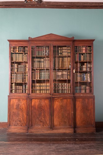 Lot A George III mahogany breakfront bookcase