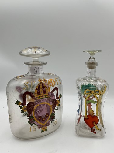 Lot 3 - Two 19th century enamelled glass bottles and...