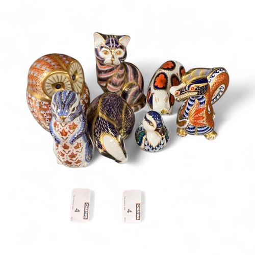 Lot 4 - Seven Royal crown Derby animal imari...