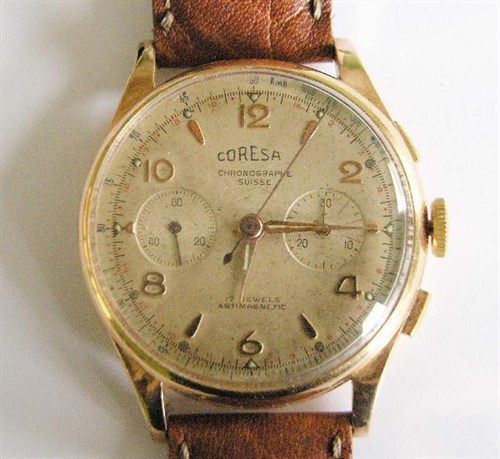 Lot 292 - A Gentleman's Coresa 18ct gold cased chronograph wristwatch