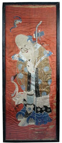 Lot 747 - A 19th century silkwork picture of Shoulao