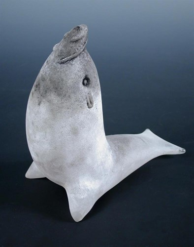 Lot 484 - A Gino Cenedese Murano frosted glass model of a seal