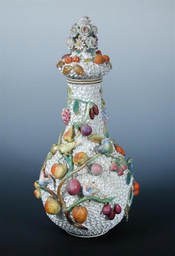 Lot 103 - A late 19th century German biscuit porcelain Schneeballen vase and cover
