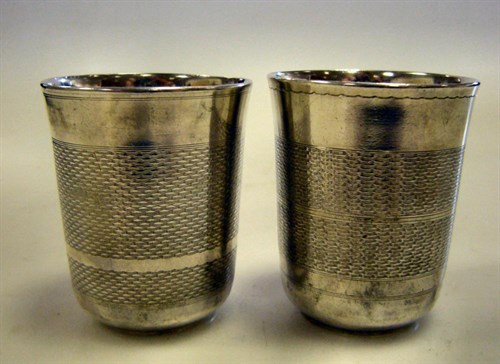 Lot 348 - A pair of19th century Russian silver vodka cups