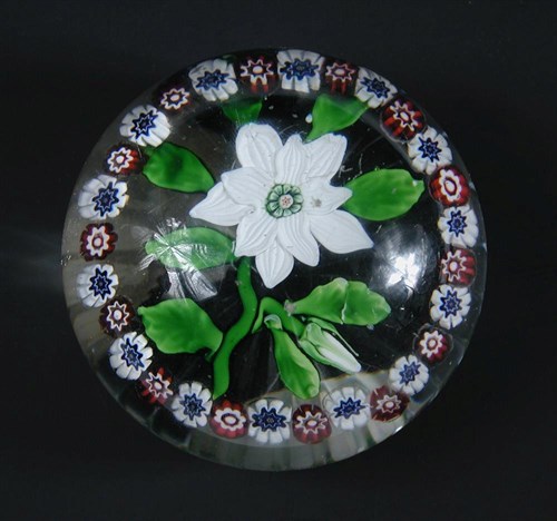Lot 492 - A Baccarat double white Clematis paperweight, circa 1850