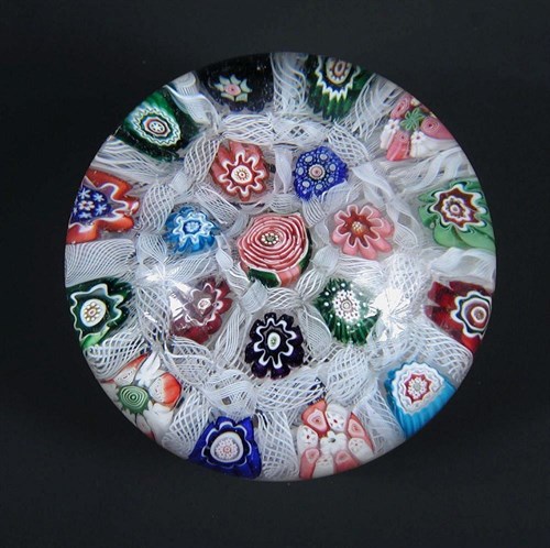 Lot 493 - A Clichy chequer pattern paperweight, circa 1850