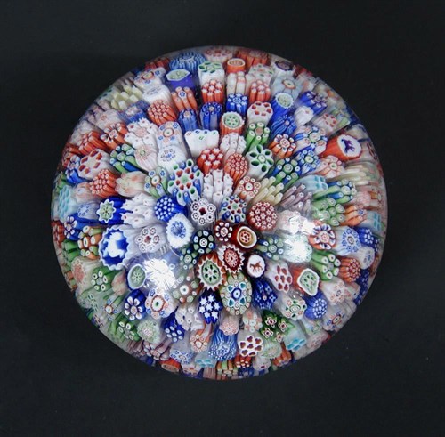 Lot 498 - A Baccarat close-packed millefiori paperweight, dated 1848