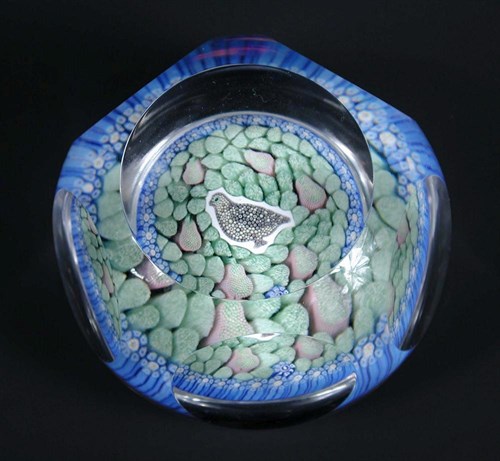 Lot 508 - A Whitefriars 'Partridge in a Pear Tree' facetted paperweight