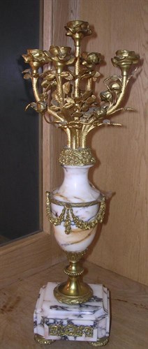 Lot 759 - An early 20th century gilt metal mounted candelabrum
