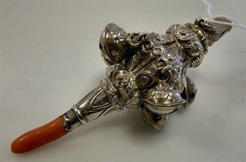 Lot 368 - A Victorian silver baby's rattle whistle and teether