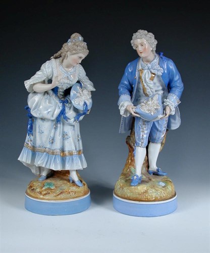 Lot 107 - A pair of late 19th century German figures, possibly Sitzendorf