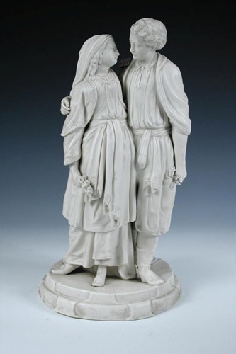 Lot 69 - A mid 19th century parian group of lovers