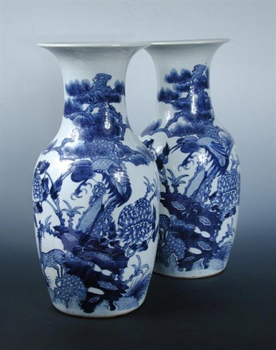 Lot 146 - Two similar late 19th century Chinese blue and white vases