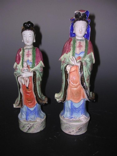 Lot 147 - Two late 19th century Chinese figures of Guanyin