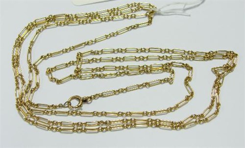 Lot 250 - A Victorian fancy link guard chain, 154cm