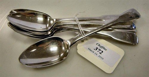 Lot 372 - A matched set of seven fiddle pattern teaspoons