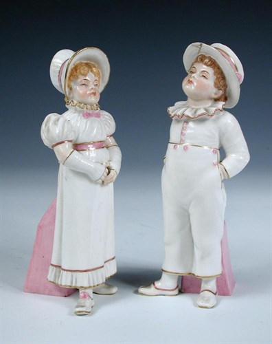 Lot 77 - A pair of Royal Worcester figural sugar casters, date letters for 1881