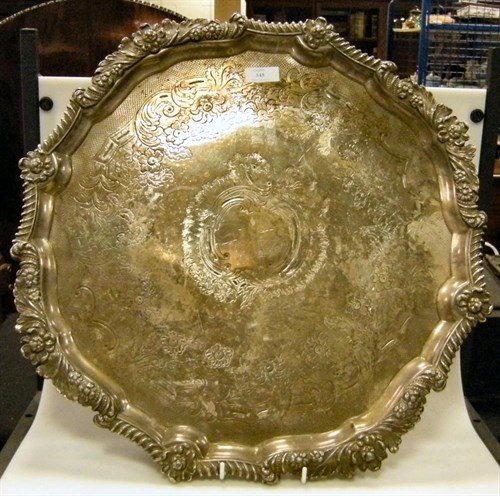 Lot 345 - A large Old Sheffield Plate salver