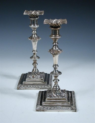 Lot 462 - A pair of Victorian silver candlesticks