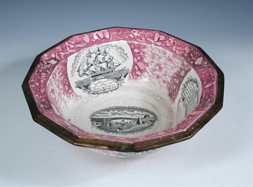 Lot 65 - 'Dixon & Co.' of Middlesborough, an early 19th century pink splash lustre bowl