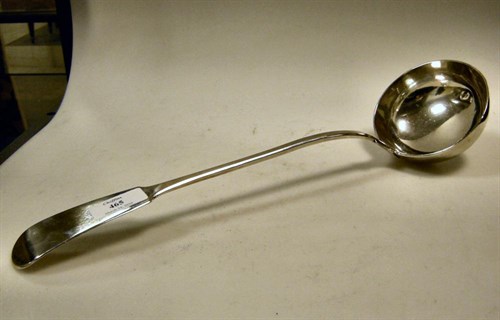 Lot 465 - A Victorian Scottish silver fiddle pattern soup ladle