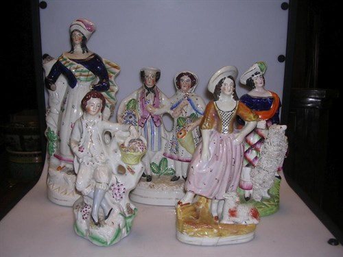 Lot 19 - A Samson Smith Staffordshire group and four others