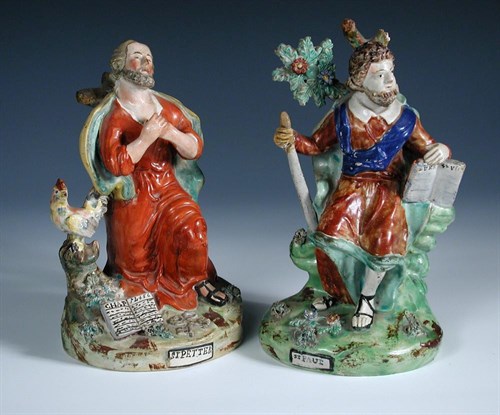 Lot 21 - An early 19th century Walton figure of 'St Paul' and another figure of 'St Petter (sic)'