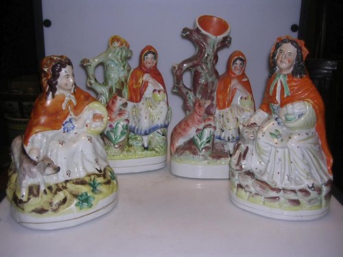 Lot 30 - Four late 19th century Staffordshire Red Riding Hood groups