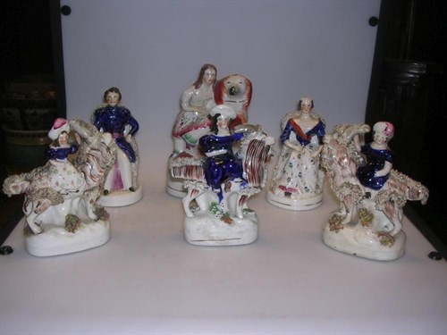Lot 31 - Six Victorian Staffordshire figures with Royal subjects