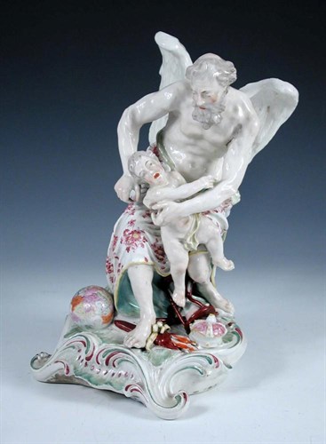 Lot 91 - An 18th century Derby group of Time Clipping the Wings of Love