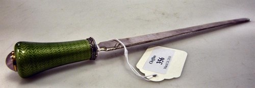 Lot 356 - An Austro-Hungarian silver and enamel paper knife