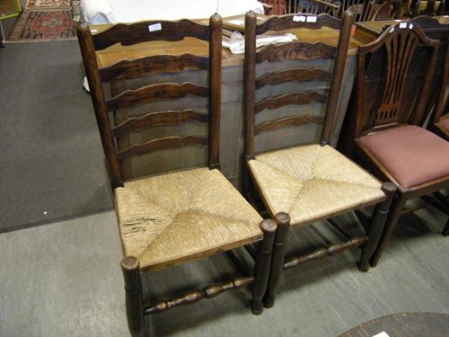 Lot 27 - A pair of 19th century ladder back chairs