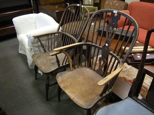 Lot 46 - Two ash and elm Windsor armchairs a/f (2)