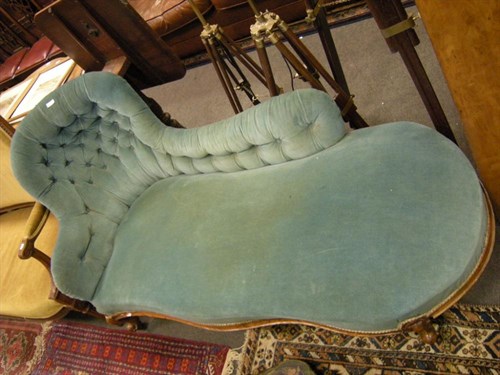 Lot 62 - A mid Victorian walnut framed chaise longue...