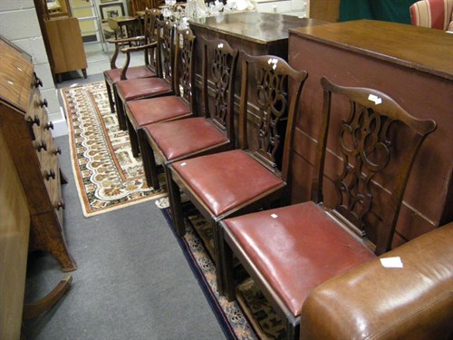 Lot 83 - Five matching 'Chippendale' pattern mahogany...