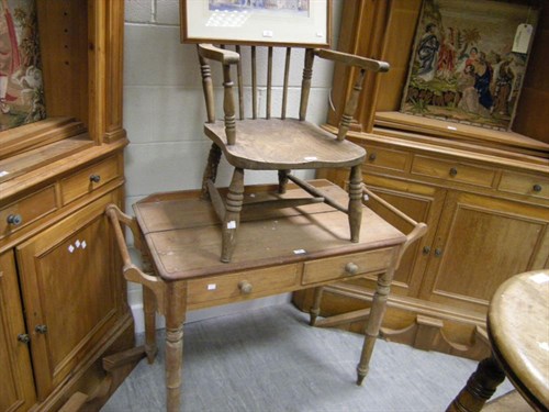 Lot 90 - A pine washstand and a kitchen chair