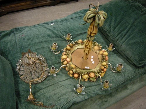 Lot 95 - A chandelier carved with fruit and foliage and...