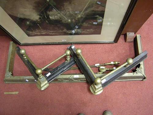 Lot 146 - A Brass Fender, Fender Corners and Irons