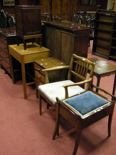 Lot 167 - A small desk, chest, cupboard and piano stool...